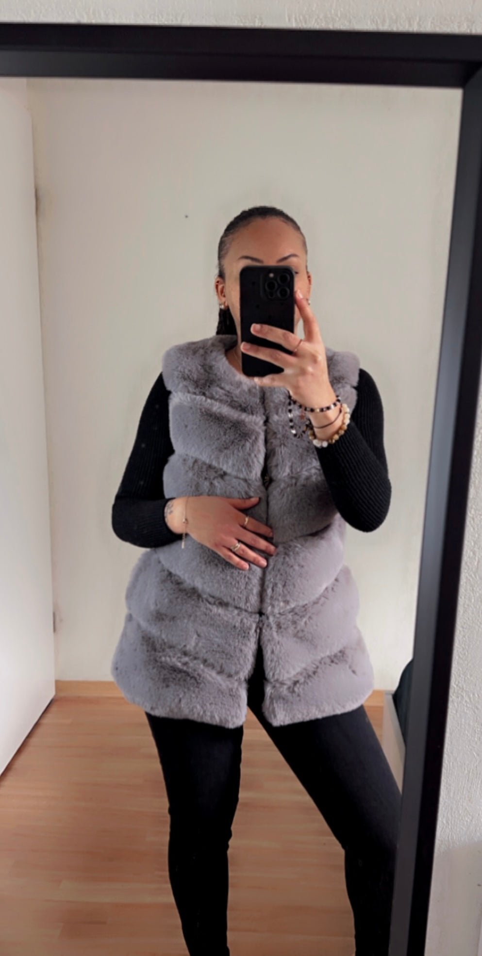 Veste en fausse-fourrure ANNA | Grise - Bees Collection